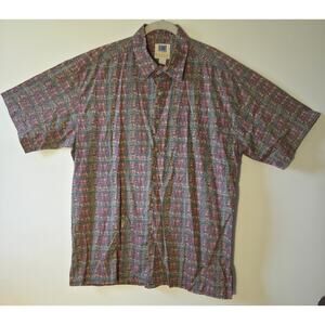 Kahala Avi Hawaiian Fish Print Casual Short Sleeve Button Shirt Mens Sz L Cotton